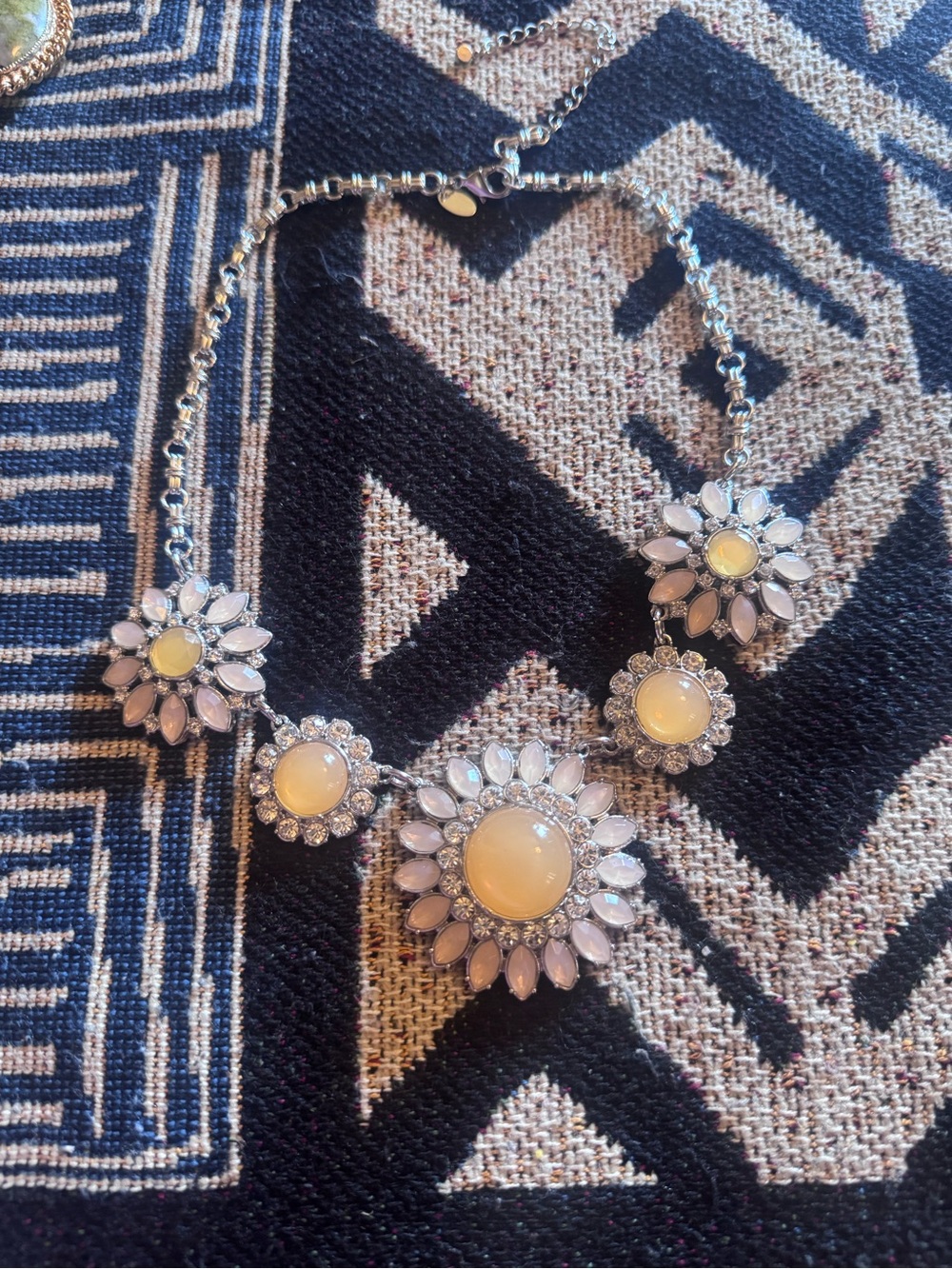 Silver-Tone White Opal Floral Statement Necklace